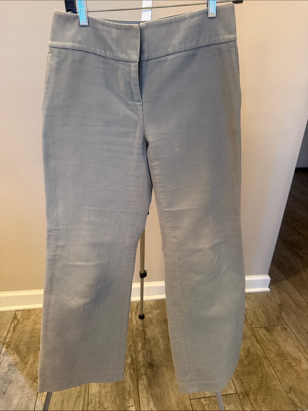 Ann Taylor Women's Bluish Gray Straight-Leg Velvet Pants